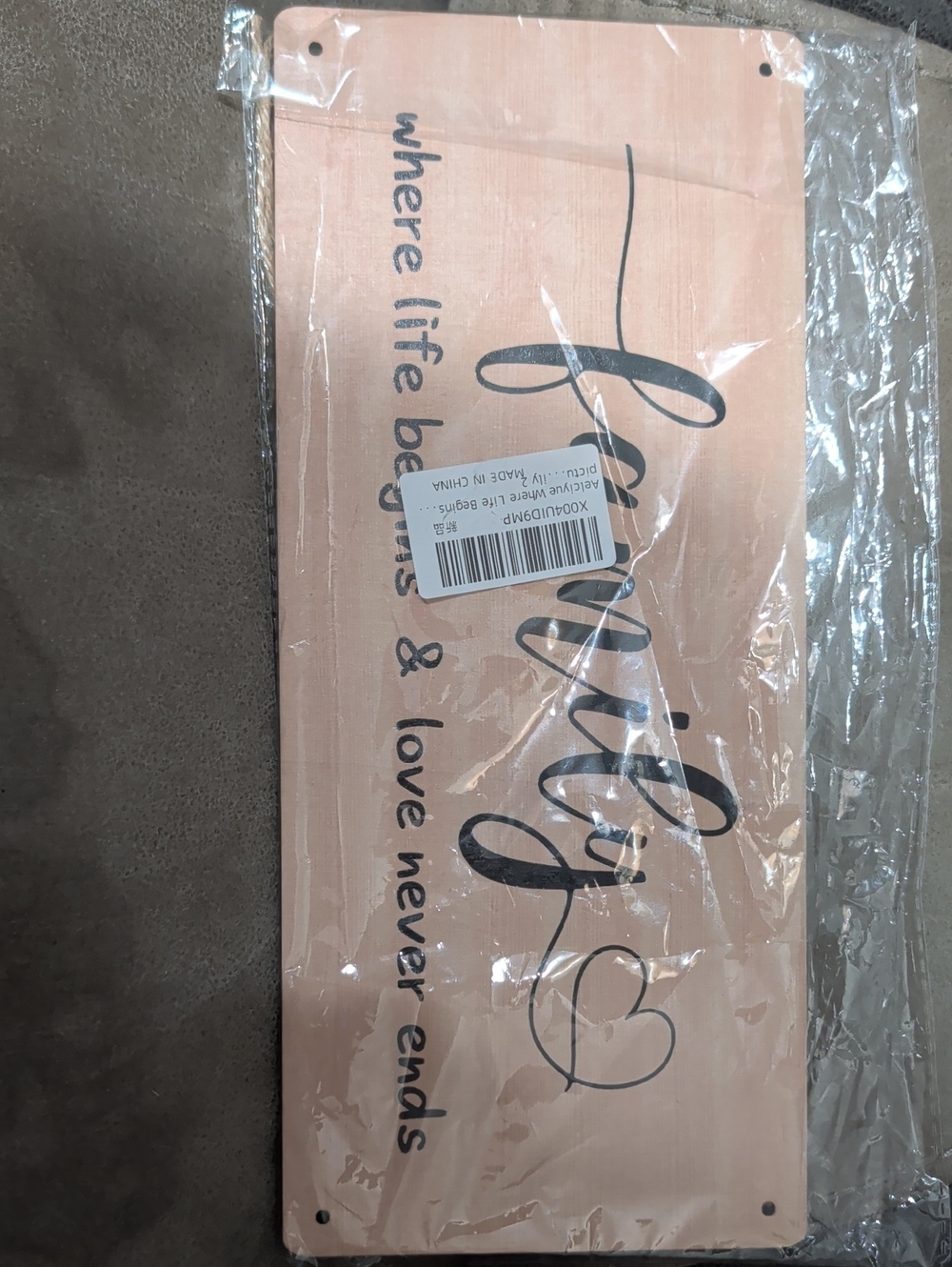 Family Wood Wall Sign in Blush Pink
